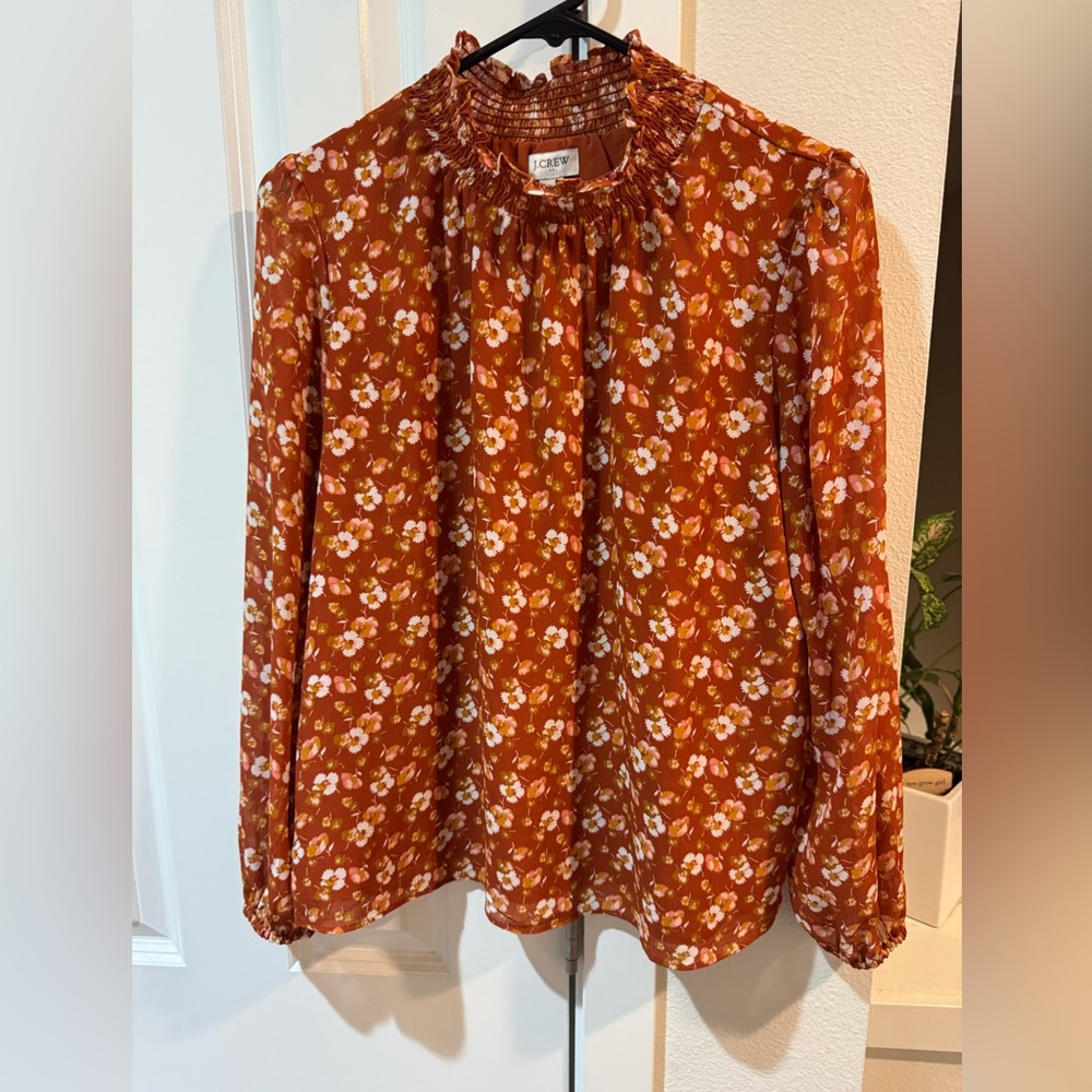 J. Crew Rust Floral Blouse